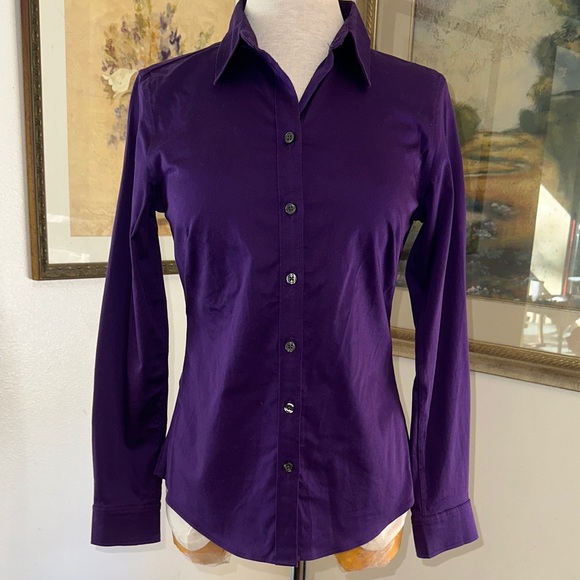 Banana Republic No Iron Purple Women's Button-Up Shirt Size 4 - Picture 6 of 13